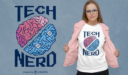 Digital brain technology t-shirt design