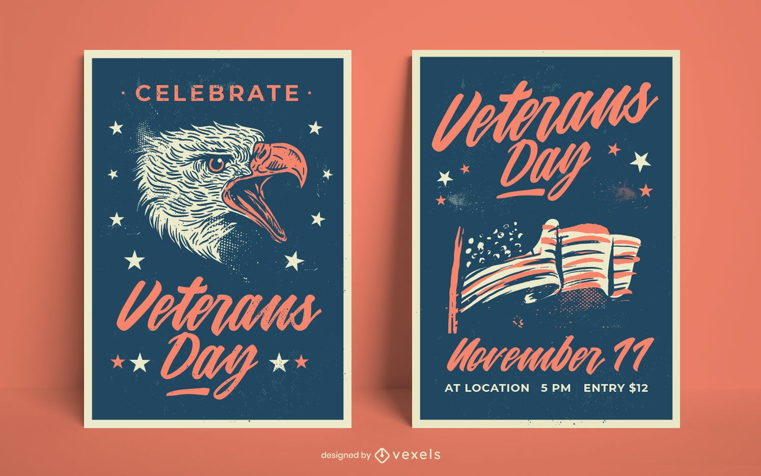 Veterans day holiday poster template