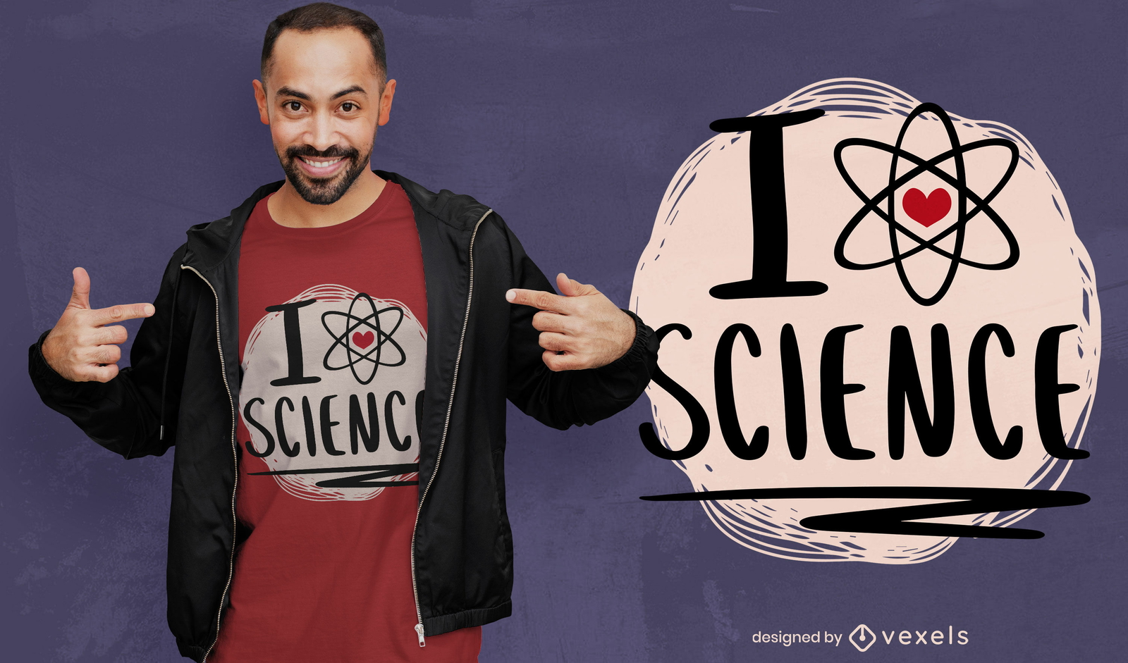 Diseño de camiseta de símbolo de átomo de amor de ciencia