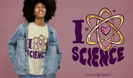 Eu amo o design de camisetas do símbolo do átomo da ciência
