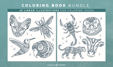Animals mandala coloring book interior design
