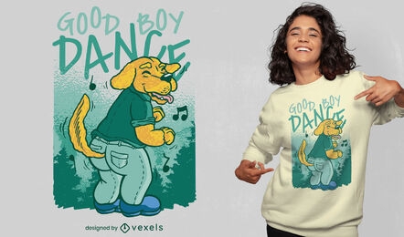 Desenho de t-shirt de desenho animado de cão dançante