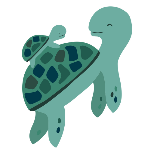 Turtle and baby flat PNG Design