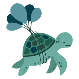 Turtle and balloons flat PNG Design