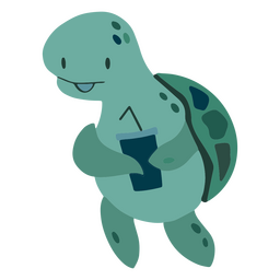 Turtle with glass flat PNG Design Transparent PNG