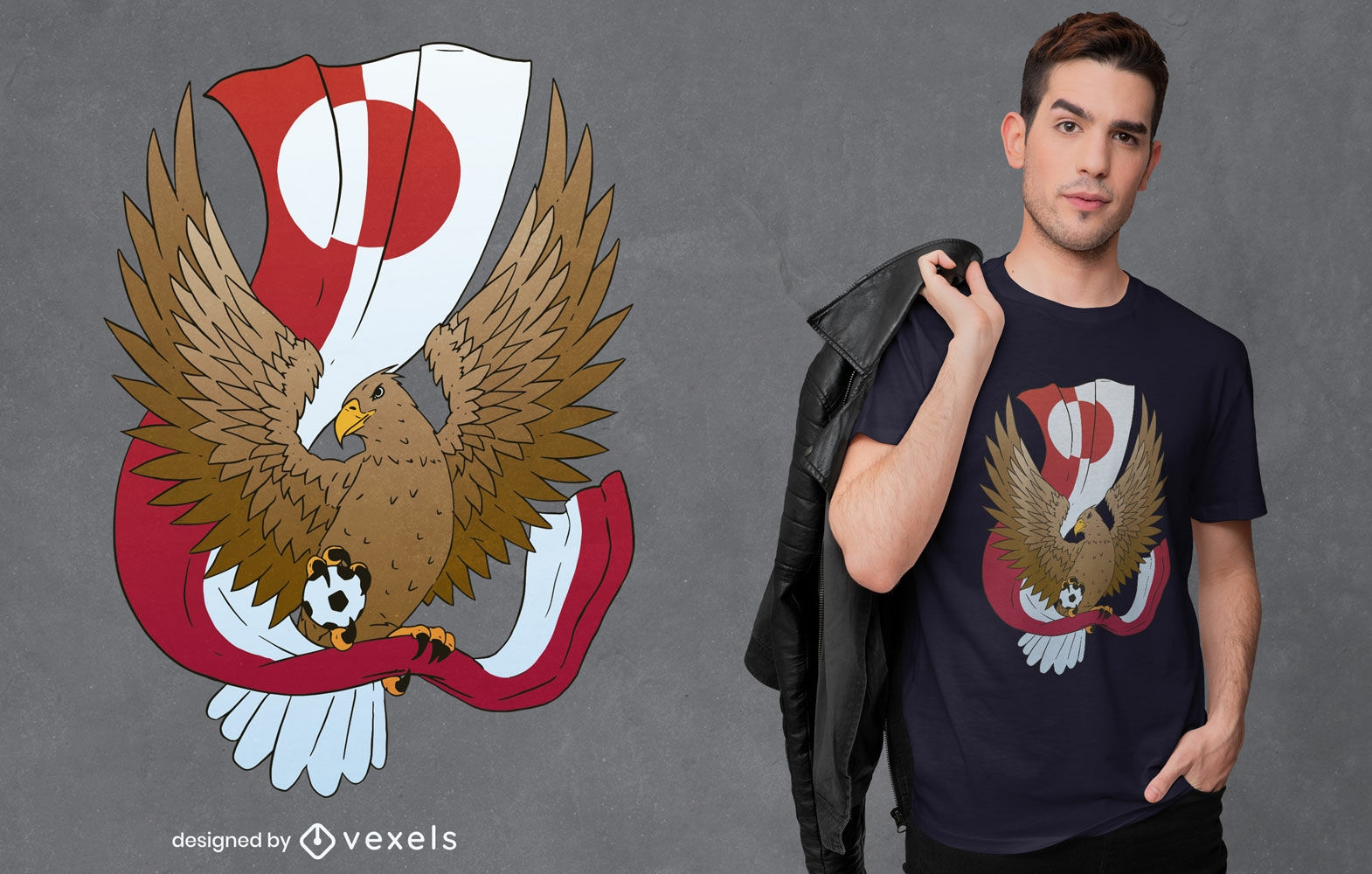 Gr?nlandflagge mit Adler-T-Shirt-Design