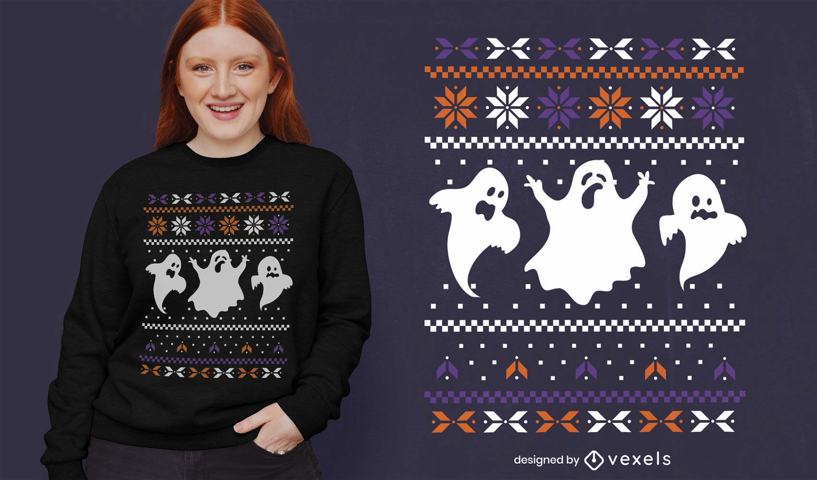 Ghosts halloween ugly sweater t-shirt design