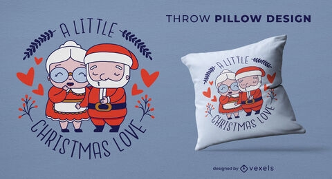 Christmas santa claus couple throw pillow design