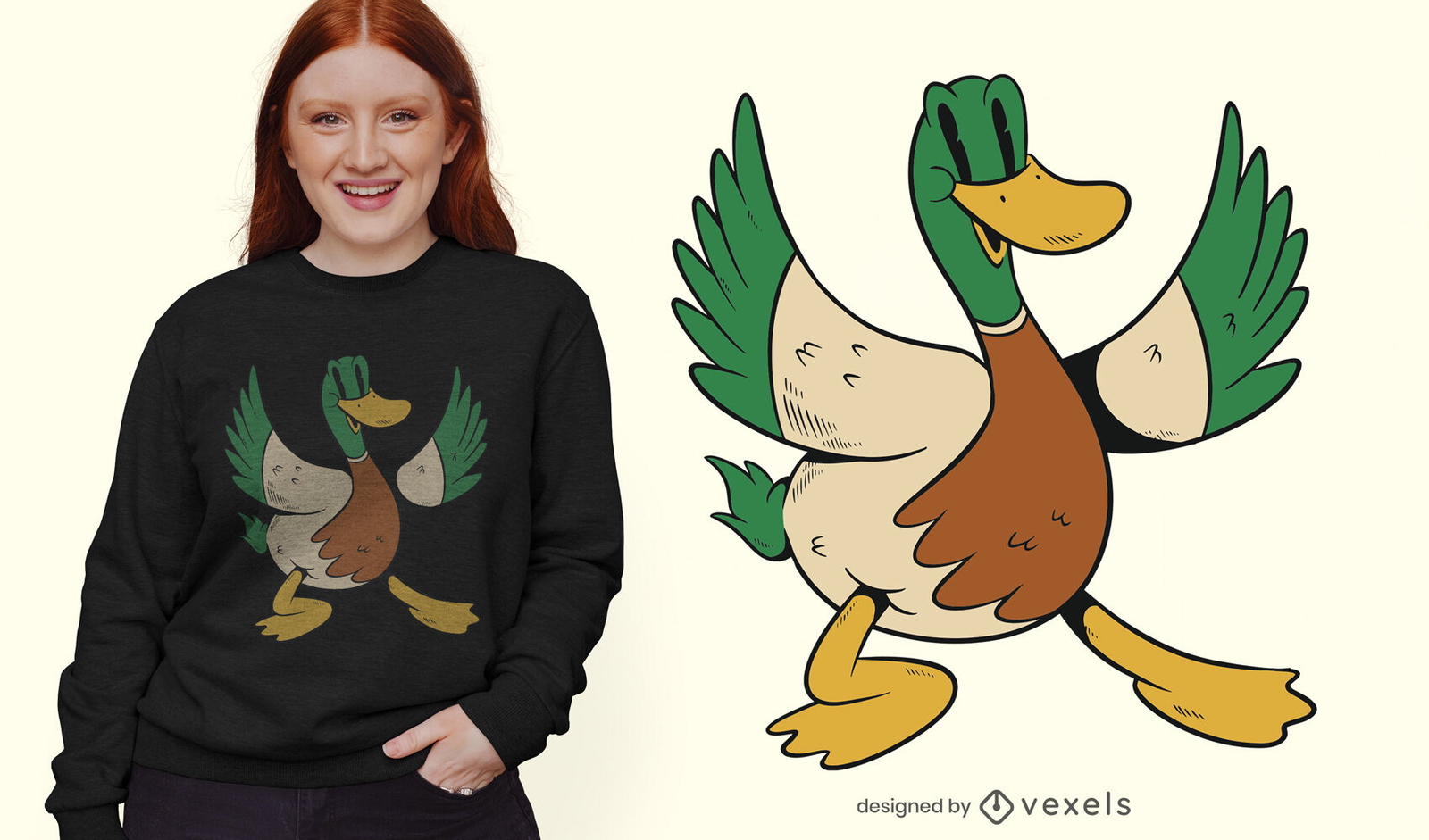 Diseño de camiseta de dibujos animados de animales de pato.