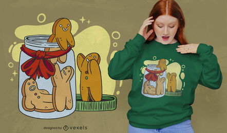 Gingerbread man cookies in jar t-shirt design
