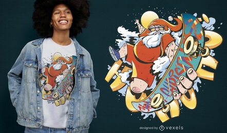 Diseño de camiseta de skate de Santa Claus