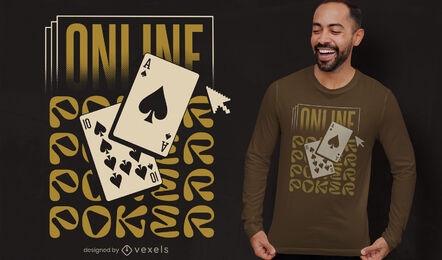 Diseño de camiseta de cartas de poker online.