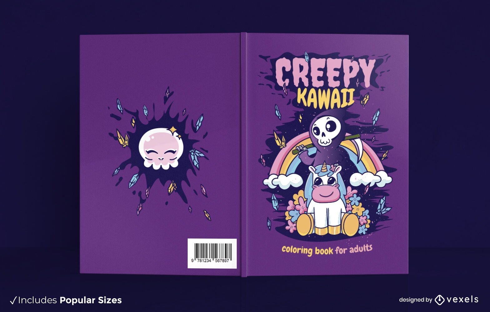 Design de capa de livro assustador do kawaii para o Halloween