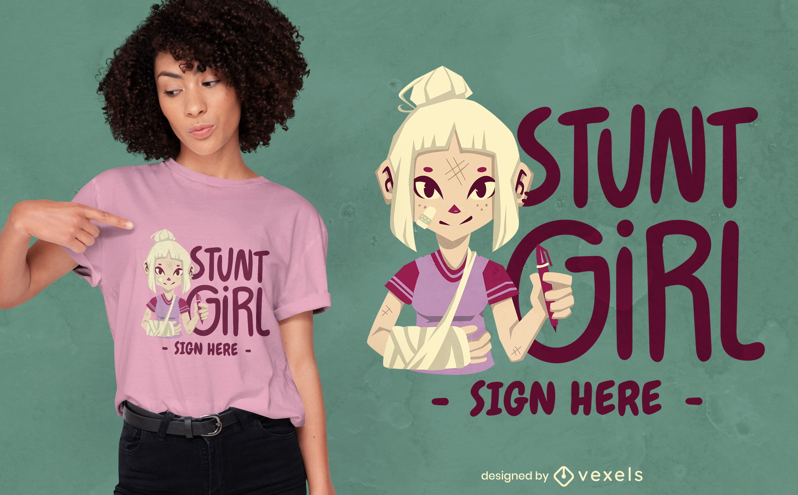 Diseño de camiseta con cita de stunt girl