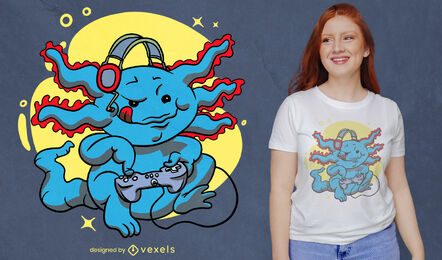 Axolotl gamer with joystick t-shirt design