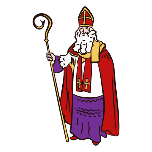 Santa Claus in pope costume color stroke PNG Design