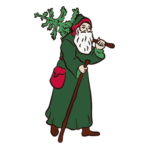 Papai Noel em traço de cor de terno verde Desenho PNG