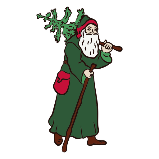 Weihnachtsmann im grünen Anzug Farbstrich PNG-Design
