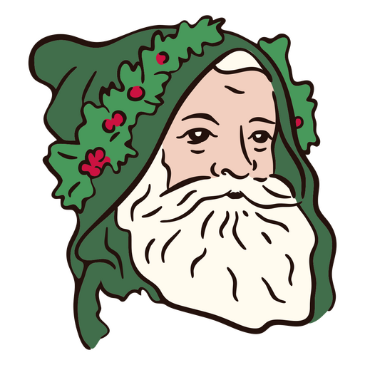 Papai Noel em traço de cor de capuz verde Desenho PNG