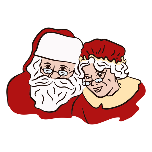 Papai Noel e Sra. Claus enfrentam o traço de cor Desenho PNG