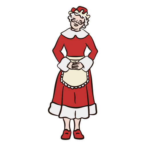 Standing Mrs Claus color stroke PNG Design