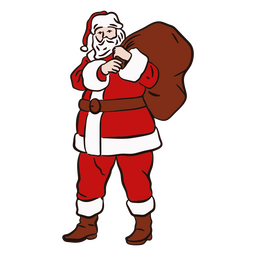 Santa Claus With Bag Color Stroke PNG & SVG Design For T-Shirts