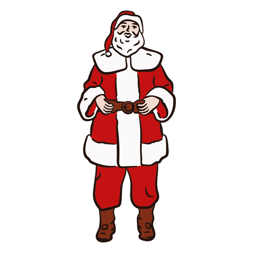 Papai Noel em pé traço de cor frontal Desenho PNG