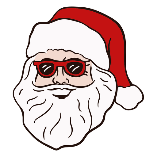 Santa in sunglasses color stroke PNG Design