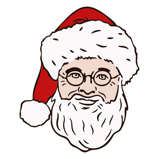 Santa Claus face color stroke element PNG Design