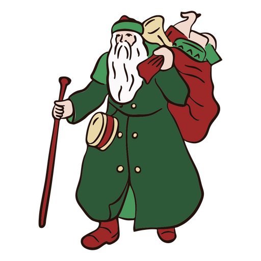 Papai Noel com traço de cor de saco de presente Desenho PNG