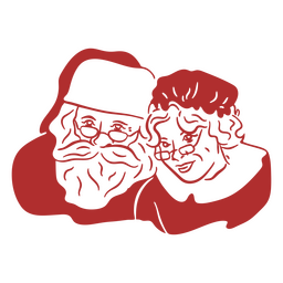 Papai Noel e Sra. Claus enfrentam o traço preenchido Desenho PNG