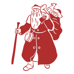 Papai Noel com saco de presente cheio de acidente vascular cerebral Desenho PNG