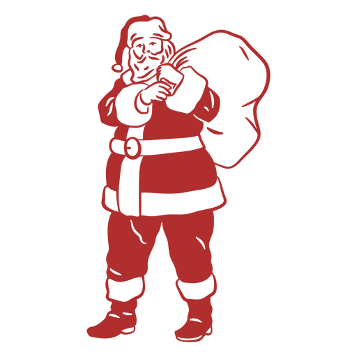 Santa Claus with bag filled stroke