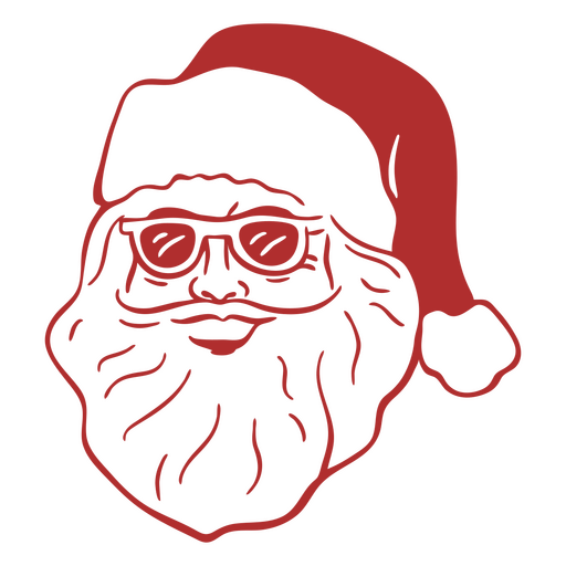 Santa in sunglasses filled stroke PNG Design