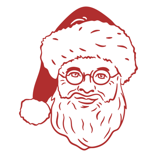 Elemento de traço cheio de rosto de Papai Noel Desenho PNG