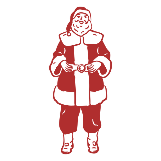 Papai Noel em pé traçado frontal preenchido Desenho PNG