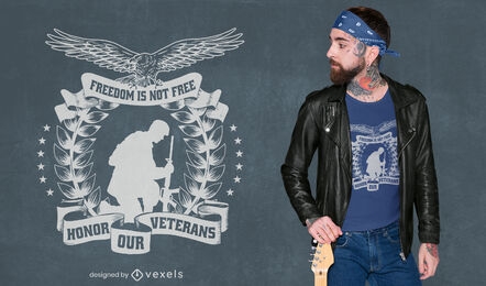 Design de camiseta com silhueta de soldado do Dia dos Veteranos