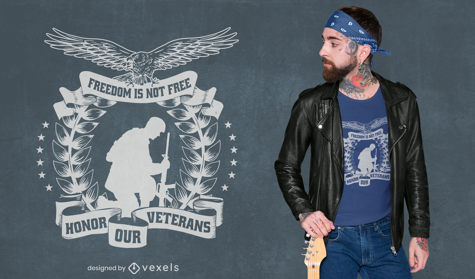 Diseño de camiseta de silueta de soldado del día de los veteranos