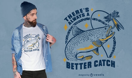 Diseño de camiseta de cita de pesca.