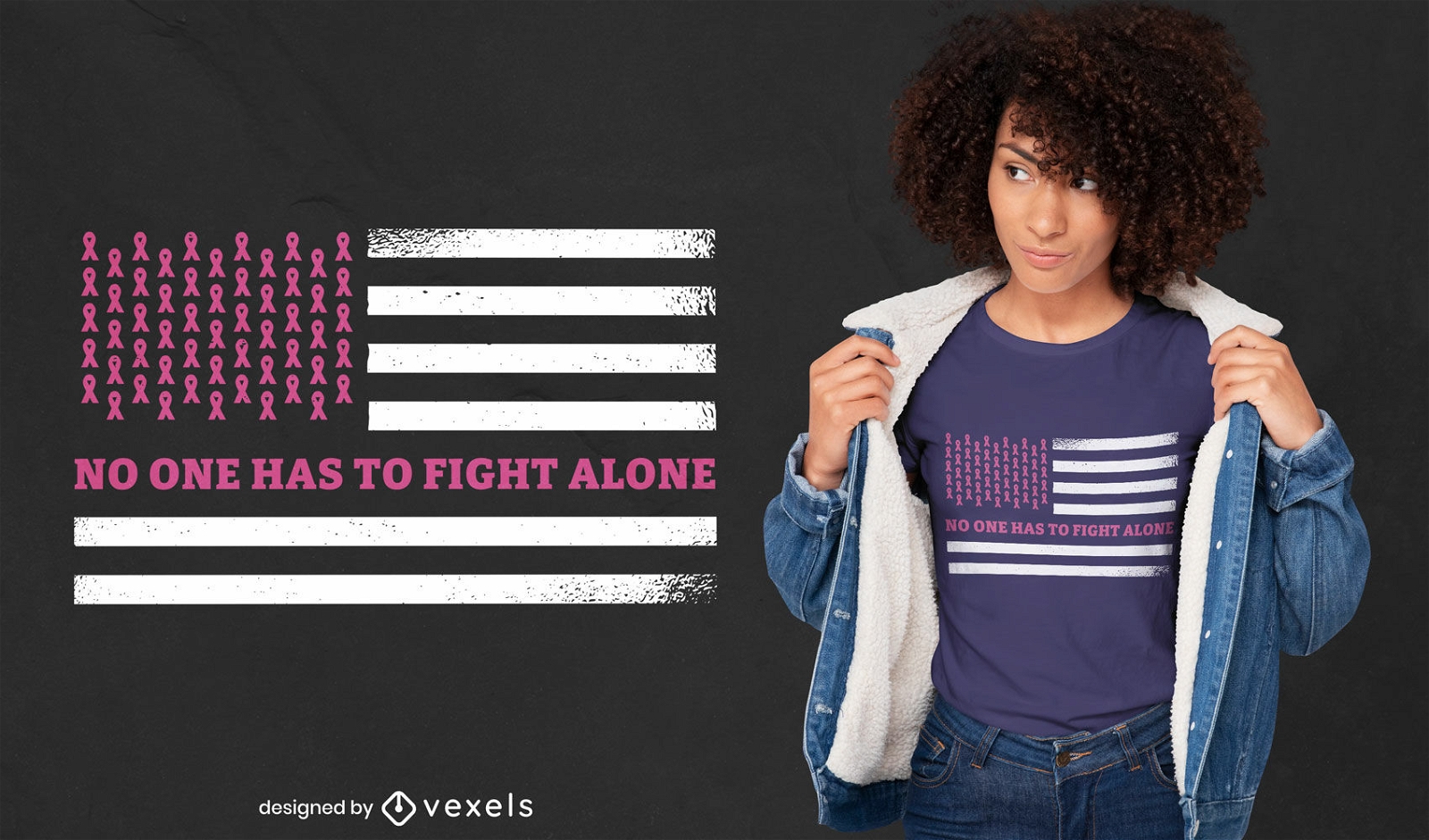 Brustkrebs amerikanische Flagge T-Shirt Design