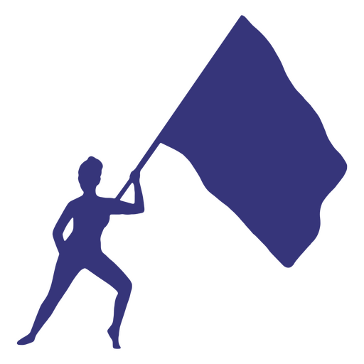 mujer, con, bandera, azul, silueta Diseño PNG