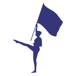 mujer, con, bandera, y, pierna, extensión, silueta Diseño PNG