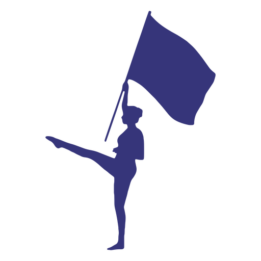 Woman with flag and leg extension silhouette PNG Design