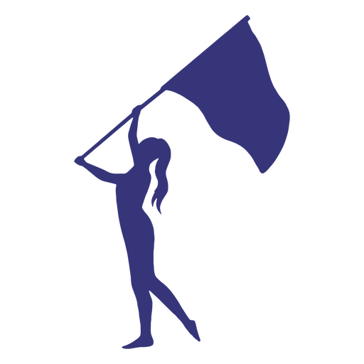 Girl dancing with flag silhouette PNG Design