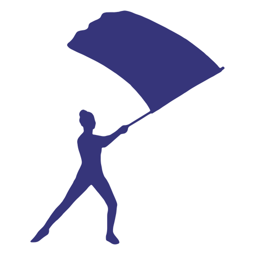 Girl dancing with flag blue silhouette