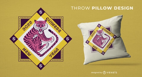 Tiger Chinese New Year throw pillow design