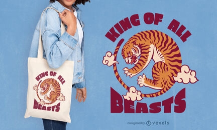 Tiger wild Chinese New Year tote bag design