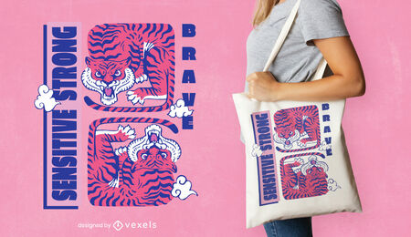 Chinesisches Neujahr Tiger Tote Bag Design