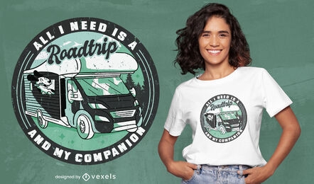 Diseño de camiseta de compañero de viaje por carretera.