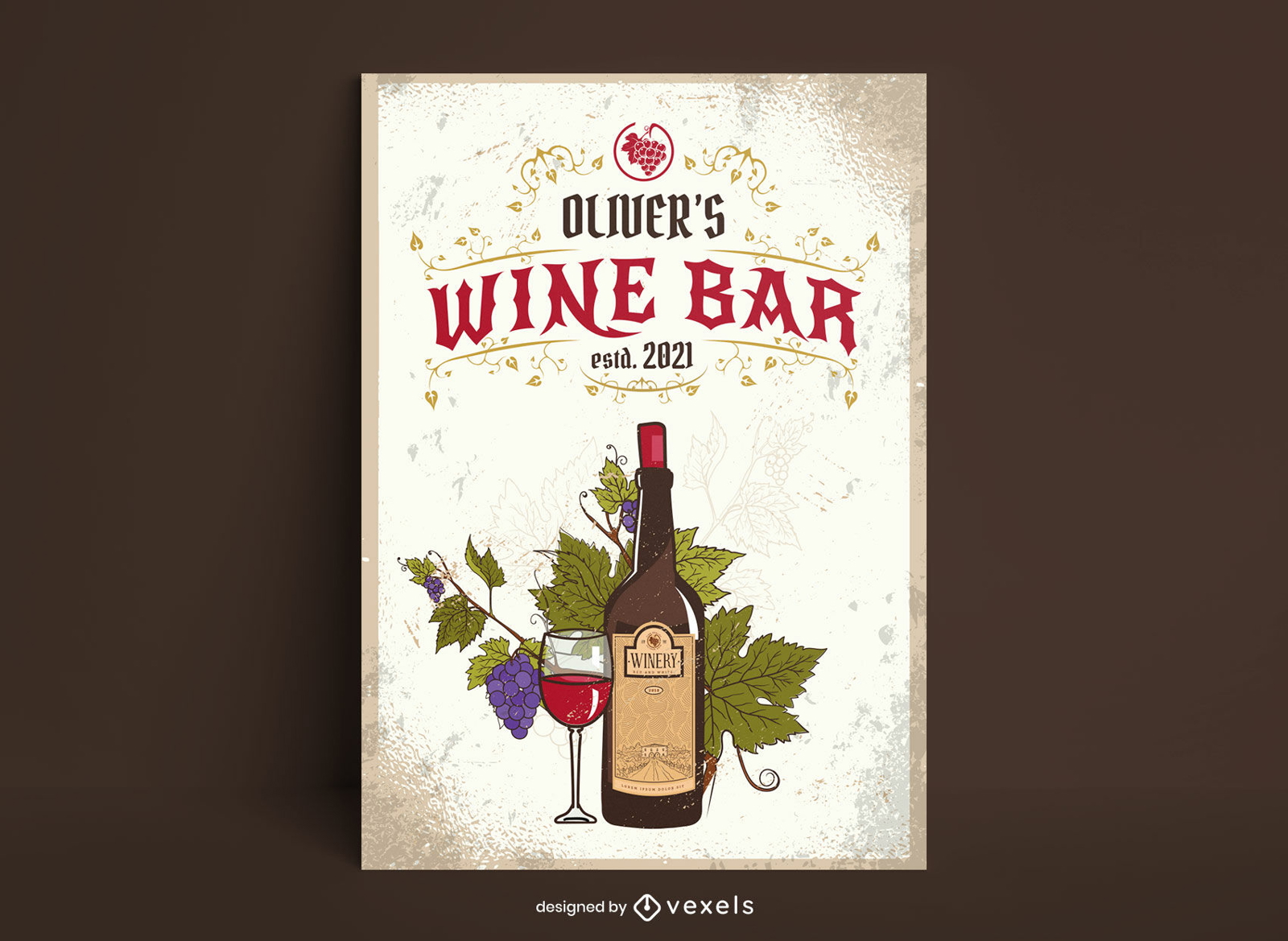 Plakatvorlage für alkoholische Getränke der Weinflasche